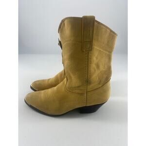 Vintage Capezio Cowgirl Boots Womens Size 7.5 M Tan Leather Fringe Western Rodeo